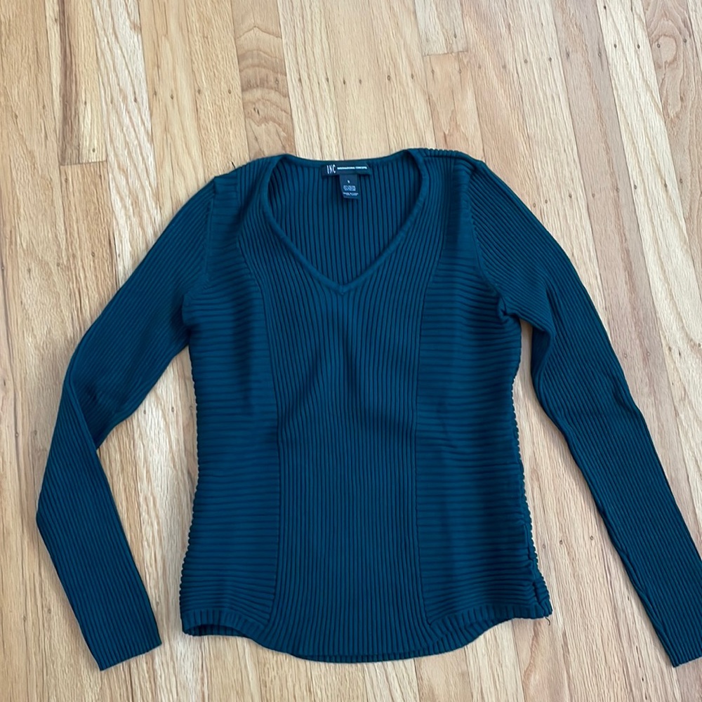 INC green rubbed sweater